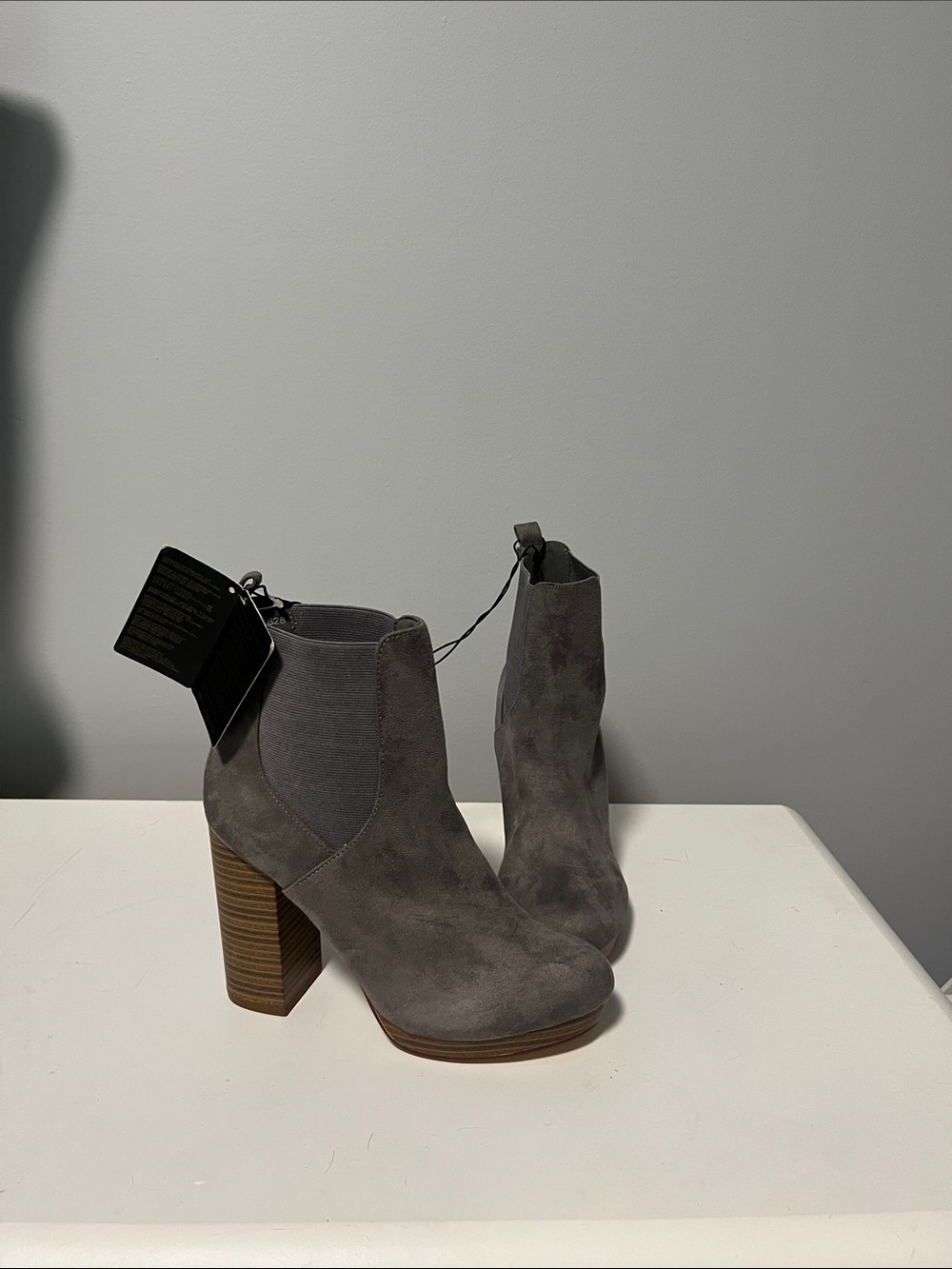 Forever 21 Grey Suede Block Heel Ankle Booties